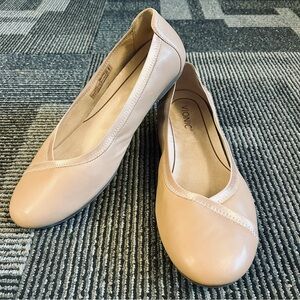 Vionic Tan Leather Caroll Elasticized Topline Ballet Flats, size 9 EU 41